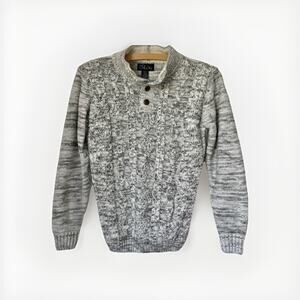 The‎ Slope Sweater Pullover Boys M Gray w/Brown Elbow Patches Sherpa Collar